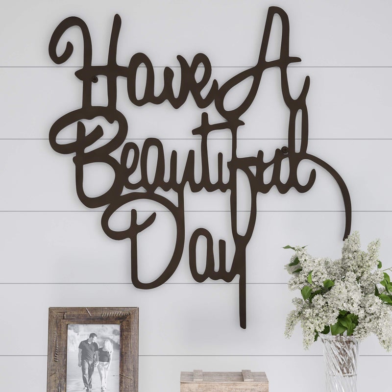 Lavish Home Wall Art - Have a Beautiful Day Decorative Metal Wall Sign - 3D Word Art Home DÃ©cor for Modern Rustic or Vintage Farmhouse Styles - Image 1
